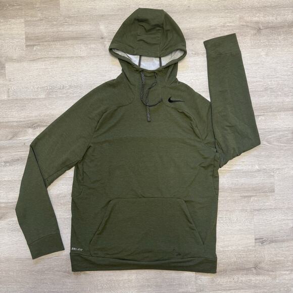 Nike Dri-Fit Men's Large Thermal Pullover Training Fleece Hoodie Green - Picture 1 of 4